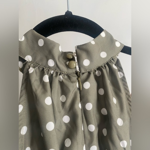 Green and white Polka dot belt jumpsuit - Picture 6 of 7